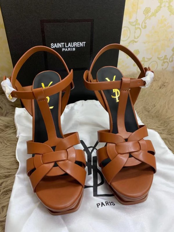 Saint Laurent Brown Heeled Sandals SHS02562